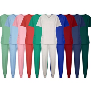 HANZIMAN Nurse Uniform Set V-Neck Top And Pants Breathable Split Set For Women Adult Pet Hospital Scrubs - Product Image 1