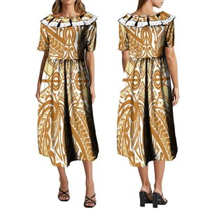 Abiti personalizzati in stile isola pacifica da donna eleganti con rifiniture in pizzo abito Midi <span class=keywords><strong>abbigliamento</strong></span> polinesiano taglie forti abiti da donna - Product Image 2