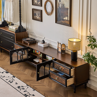 Meuble TV créatif de style ancien de haute qualité, unité de rangement en bois de noyer avec console et ensemble table basse