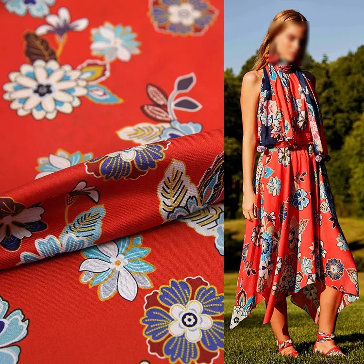 Hot Sale Floral Silk Twill Futters toff für Kleid von Xinhe Textiles