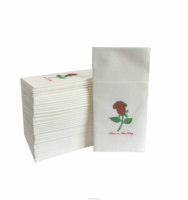 Serviettes de table en papier Airlaid effet lin, impression personnalisée, 1 pli, style sac 8 volets, blanc