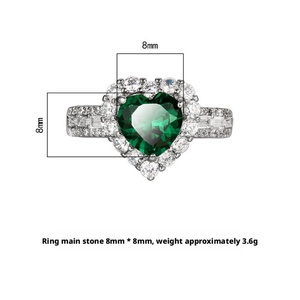 Bague de mariage en cuivre écologique avec zircon vert 8*8MM serti à griffes, plaqué or 18 carats, pour un cadeau romantique - Product Image 2
