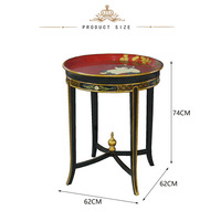 Yips LD-2007-1952 Chinoiserie Style Chinois-Rouge Peint À La Main Pin Arbre Et Grues Motif Antique Table D'extrémité Centre Table