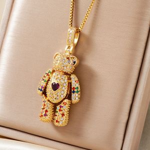 <span class=keywords><strong>Collier</strong></span> en cuivre plaqué or ACME avec ours en peluche en laiton et zircon coloré, <span class=keywords><strong>collier</strong></span> pendentif animal tendance pour femmes - Product Image 2