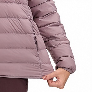 Women's <b>Winter</b> Quilted Puffer <b>Jacket</b> With Hood Full Sleeve Polyester Warm Coat Solid Color Zipper Closure - Product Image 3