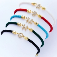 Bracelet de lettre initiale en plaqué or ajustable pour femmes, bracelets diamant en zircon pavé brillant à la mode