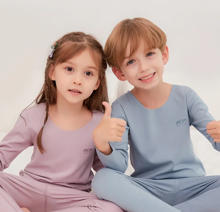 Детский бархатный костюм, бесшовное теплое термобелье для мальчиков и девочек, плюс бархатная плотная осенняя одежда, длинные брюки