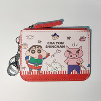 Porte-cartes et porte-monnaie combinés à motif de personnages de dessins animés Crayon Shin-chan, pour pièces de monnaie, monnaie en vrac, badges de travail et cartes d'identité