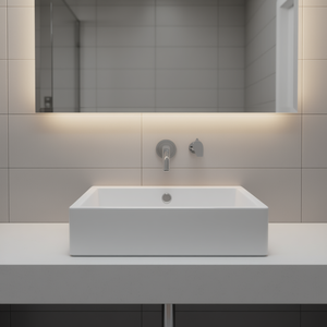Lavabo rectangulaire blanc SMC 15,7x8,7x3,5 pouces, lavabo à poser, design minimaliste pour salle de bain - Product Image 2