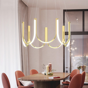 Đèn Chùm Hình Chữ U Tối Giản Bắc Âu Đèn Chùm Hậu Hiện Đại Cho Phòng Ăn Hành Lang Nhẫn Lớn Đèn Chùm & Đèn Treo Đèn Chiếu Sáng - Product Image 4
