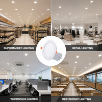 Plafonnier LED encastré ultra-plat rond de 4, 6 et 8 pouces homologué ETL avec boîte de jonction pour éclairage commercial intérieur