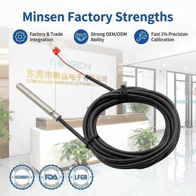 Pt1000 RTD Temperature Sensor Silicone Cable -70 to 500 Degree Range High Precision Sensor Probe for Thermostat Instrumentation