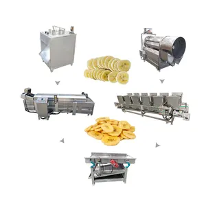 Автоматическая линия по производству банановых чипов, машина для нарезания банановых чипов и жарки, упаковочная машина