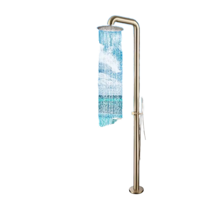 Ensemble de <span class=keywords><strong>douche</strong></span> thermostatique en laiton avec douchette <span class=keywords><strong>pluie</strong></span> <span class=keywords><strong>ciel</strong></span> étoilé, noyau de valve en céramique, bouton piano, quatre fonctions, jets de massage, fixation murale pour salle de bain - Product Image 1