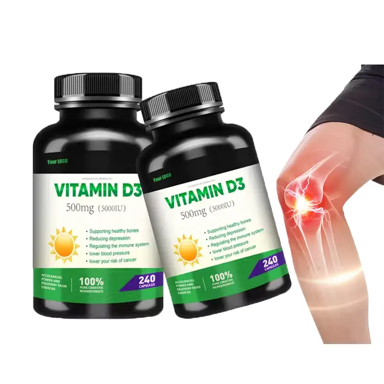 Integratori organici halal vitamina D 3 K2 10000 iu 5000iu calcio vitamina D3 capsule