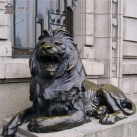 Sculpture en métal antique représentant des animaux sauvages, grandes statues de lions en bronze pour l'extérieur, décoration de jardin