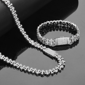 Stylish Flip Cover Cross Maple Leaf Chain Trendy Versatile Zircon Necklace <b>Men</b> High End Jewelry Set - Product Image 4