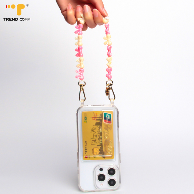 High Appearance Cute Anti-Lost Phone Chain Beautiful Ins Style Bow Beads with Lovely Design Phone Wrist Strap for Mobile Phones