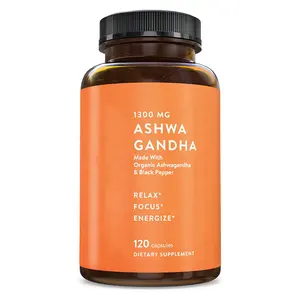 Ashwagandha รากอินทรีย์,แคปซูลพริกไทยดำช่วยในการนอนหลับและไทรอยด์รองรับสารเสริม