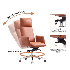 Luxury Modern Furniture Genuine Leather High Back Boss Chairs Conference Executive Manager Ergonomic Office Chair - Product Image 5