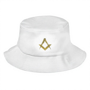 CHAPEAU SEAU BLANC MASONIQUE AVEC CHAPEAU SYMBOLE BRODÉ CARRÉ ET BOUSSOLE - Product Image 1