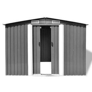 6ft X 8ft Outdoor <strong>Metal</strong> Storage <strong>Shed</strong> with Floor <strong>Base</strong>,Gray - Product Image 3