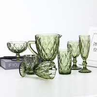 Offre Spéciale Verres à Vin et Cocktails Vintage Bord Doré, Vaisselle en Verre Multicolore pour Mariage et Fête, Gobelets Verts Bleus Violets Roses