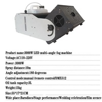 Pulvérisateur LED 3000W avec réglage multi-angle, machine à brouillard 110V/220V, télécommande sans fil, portée de fumée de 10M pour DJ, scène, mariage