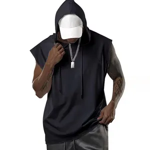 OEM hoodie Nhà cung cấp Áo nỉ phòng tập thể dục tập thể dục không tay áo thun cotton Hoodies cho nam giới