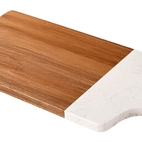 Planche à découper en bois d'acacia avec empiècements en marbre, planche à légumes, plateau de service, planche à découper en bois massif – Vente en gros