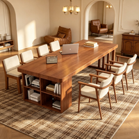 Bureau d'écriture de style américain en bois massif avec tiroirs, bureau à domicile, bureau d'étudiant avec grande surface de travail pour le salon