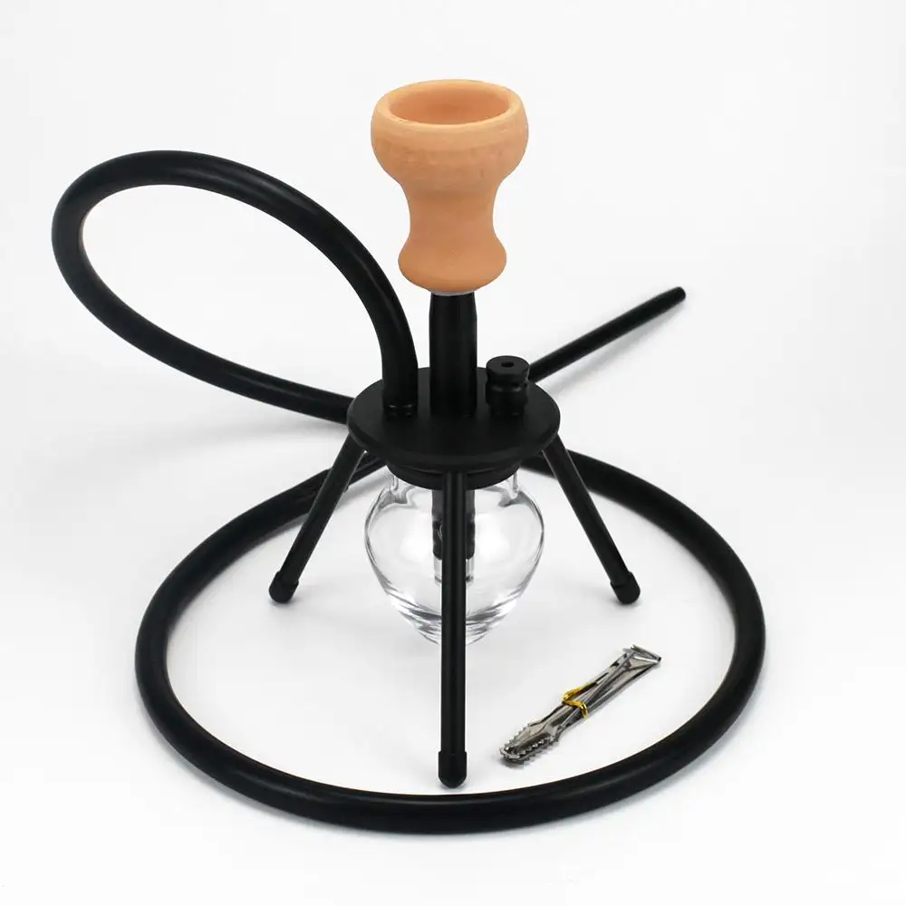 Art portable bottle water tripod triangle hookah bowl shisha rubber pipe kit glass hookah set