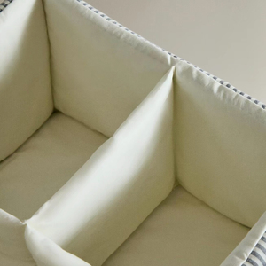 Organizador de Pañales Portátil para Bebé, Cesta de Almacenamiento para Guardería con Diseño a Rayas, Mezcla de Algodón Orgánico, con Asas y Múltiples Compartimentos - Product Image 3