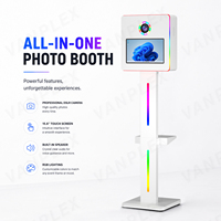 Machine Photobooth 15,6 Pouces Carrée avec Écran Tactile DSLR, Impression Instantanée, Lumière RGB et GIF Boomerang pour Mariages et Fêtes, avec Imprimante
