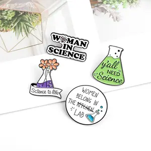 Badge de revers créatif personnalisé de science chimique, épingle en émail de laboratoire en métal