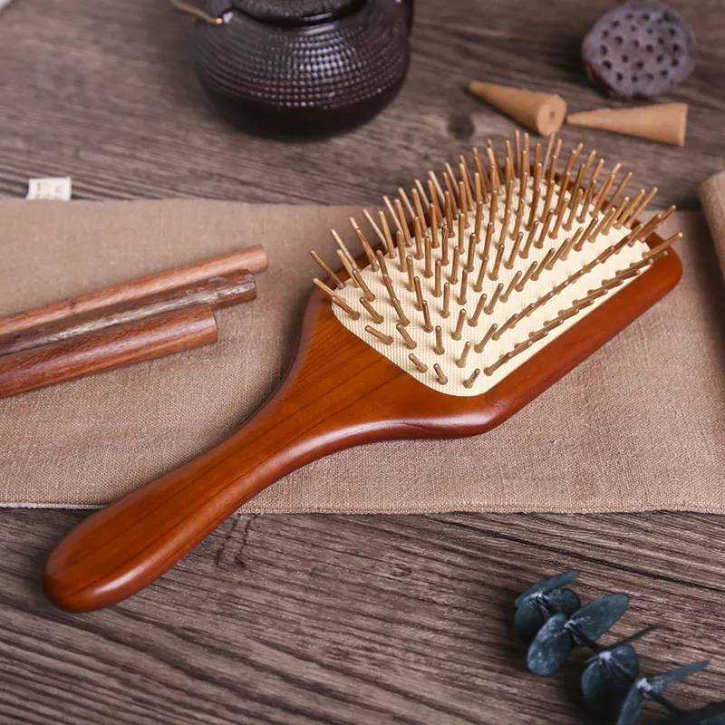 Di legno di Bambù Setola Spazzola Per Capelli Anti-Static Paddle Spazzole Per Capelli Pettine