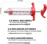 Seringue injecteur de marinade 3 pièces avec aiguilles à viande à visser, kit comprenant une brosse de nettoyage, des joints toriques, compatible lave-vaisselle, en plastique de 1 oz pour