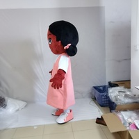 Mascotte humaine personnalisée, personnage de dessin animé, film, mascotte avec visage brun foncé pour fille, costumes de mascotte pour adulte
