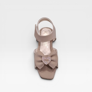 Girls <b>Beige</b> Bow Heart Design Transparent <b>Block</b> <b>Heel</b> Sandals Adjustable Ankle Strap Party Casual Dress Footwear - Product Image 2