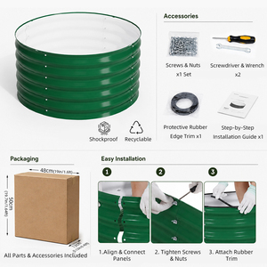 <span class=keywords><strong>Jardinera</strong></span> Elevada Redonda Galvanizada Verde <span class=keywords><strong>de</strong></span> 18 Pulgadas <span class=keywords><strong>de</strong></span> Alto, Fácil <span class=keywords><strong>de</strong></span> Instalar, para Verduras y Flores - Product Image 6