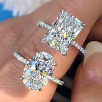 Bague de Fiançailles VVS Moissanite en Or Massif 10K 14K 18K pour Femme, Bague en Or Argent 925 avec Diamant Émeraude Taille Ovale Radiant