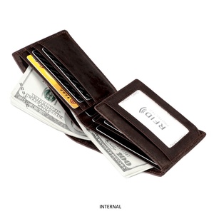 Vintage Style Men's Crazy Horse Genuine Cowhide Leather <b>Wallet</b> with Money Bag <b>RFID</b> Open Closure Long Length Bifold Short <b>Wallet</b> - Product Image 5