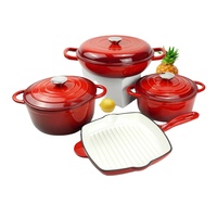 Ensemble de 7 pièces de batterie de cuisine en fonte émaillée ChuiHua, comprenant 3 faitouts hollandais, 1 poêle à frire et des casseroles de cuisson et de rôtissage