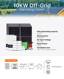 ระบบพลังงานแสงอาทิตย์แบบออลอินวันนอกตาราง 5kw ระบบพลังงานแสงอาทิตย์แบตเตอรี่ลิเธียมไอออน 10kw - Product Image 2
