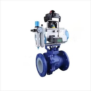 วาล์วบอลแบบหน้าแปลนป้องกันการกัดกร่อนด้วยลมนิวแมติก KH Q641F46-16C ผลิตจากเหล็กกล้าคาร์บอนเคลือบฟลูออรีน สำหรับควบคุมกรดไฮโดรคลอริก รุ่น Q641F46-16C (OEM) - Product Image 4