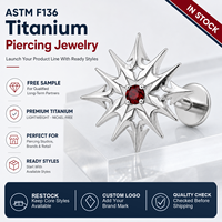 JiaXin ASTM F136 Titane de qualité implantable, Stud Labret à filetage interne, Bijou corporel en Zircon Cubique pour Cartilage, Tragus, Hélix, Conch