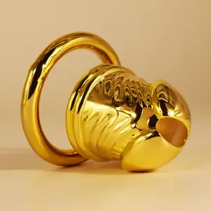 FRRK-51 68mm long golden cock cage arc ring 304 stainless men chastity lock cages for adult suppliers drop shipping