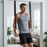 Anillas de Gimnasia de Madera Portátiles con Correa Ajustable Integrada para Entrenamiento Corporal y Ejercicios de Suspensión