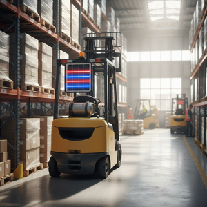 Solar-Powered Forklift <b>Sign</b> with LED Strips 100x100cm - Product Image 3