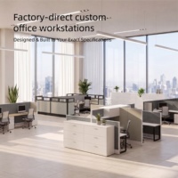 Estación de Trabajo Moderna Uispair para 4 Personas con División de Personal, Duradera, Grado E1, Melamina de 25 mm de Grosor, Color y Tamaño Personalizables, Escritorio de Oficina